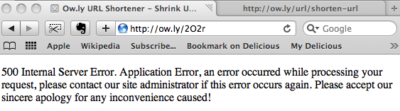 The Problem with URL Shorteners: ow.ly Server Errors