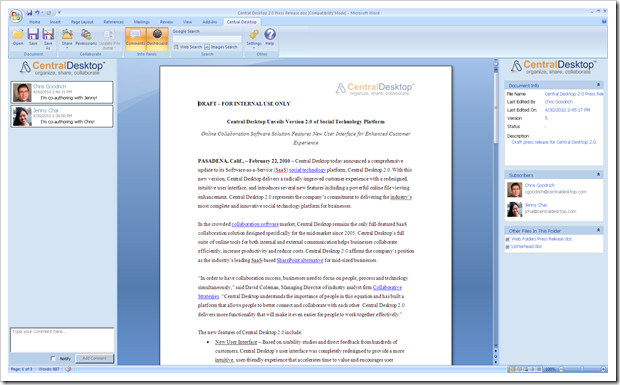 Getting Office 2010 without Office 2010 From Central Desktop (Well Kind Of, and Conditions Apply)